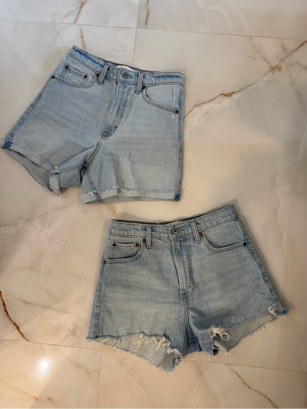 Abercrombie & Fitch Light Blue Denim Cutoff Shorts Duo - 90s Cutoff & Dad Short